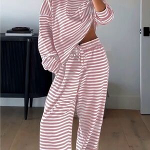 Striped Pink and White Lounge Set Medium